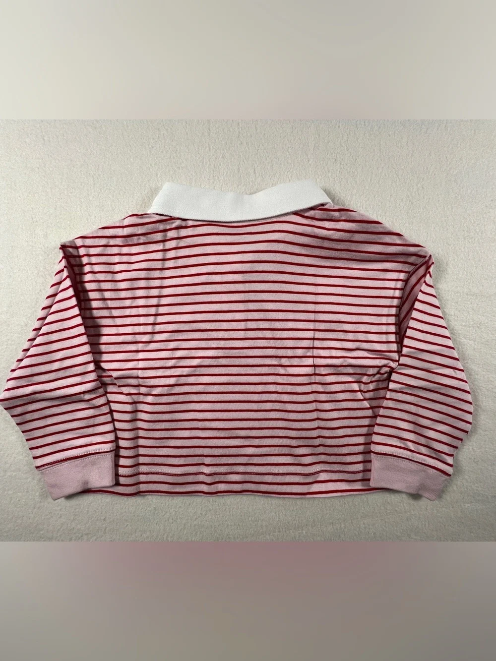 NWT Old Navy Toddler Long Sleeve Striped Rugby Polo Shirt 18-24M Red Pink White